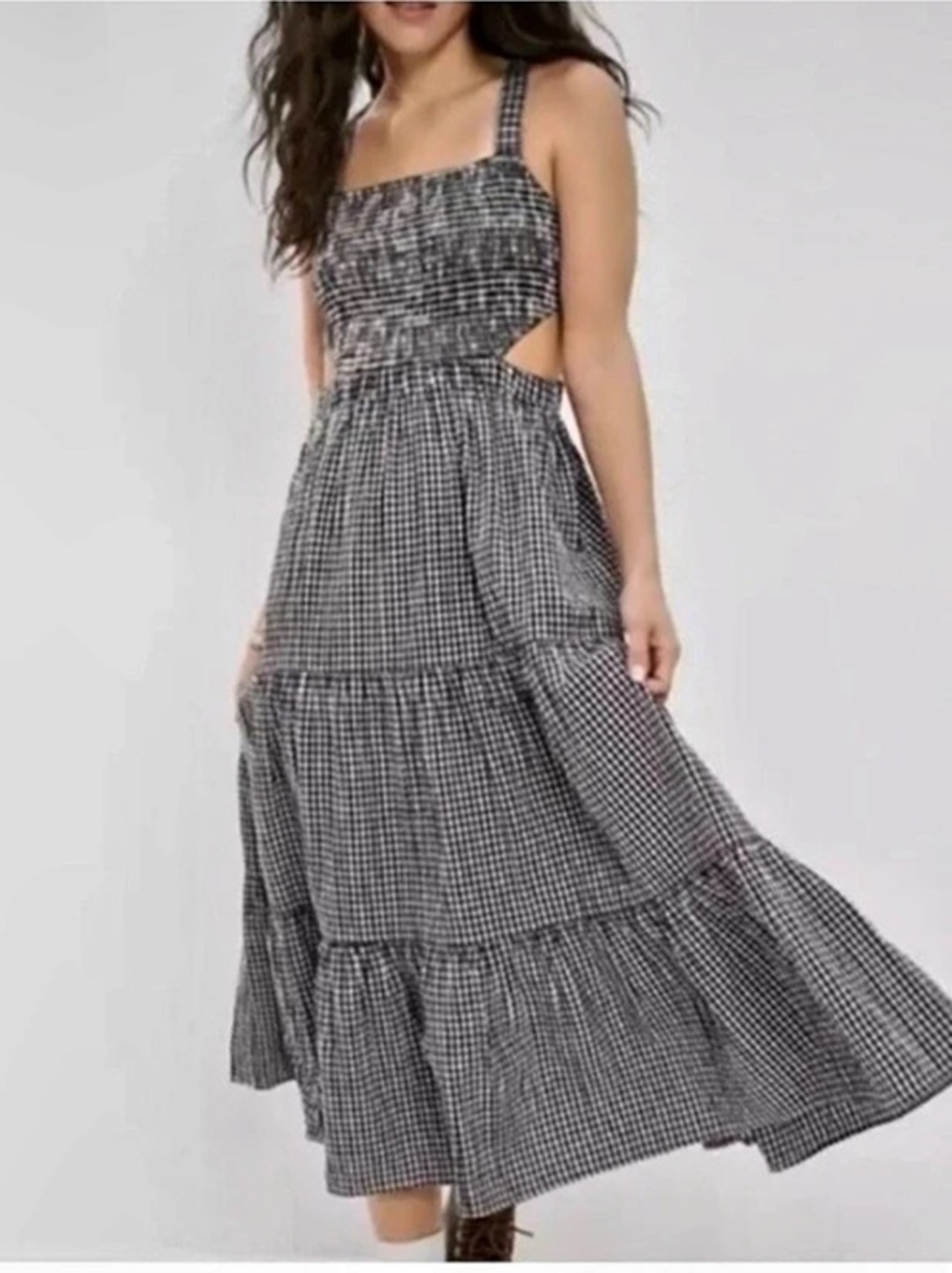 American Eagle Gingham Maxi Dress in Black & White Size XL